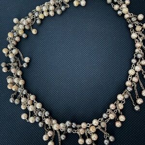 Elegant Silver and Cream Pearl Necklace